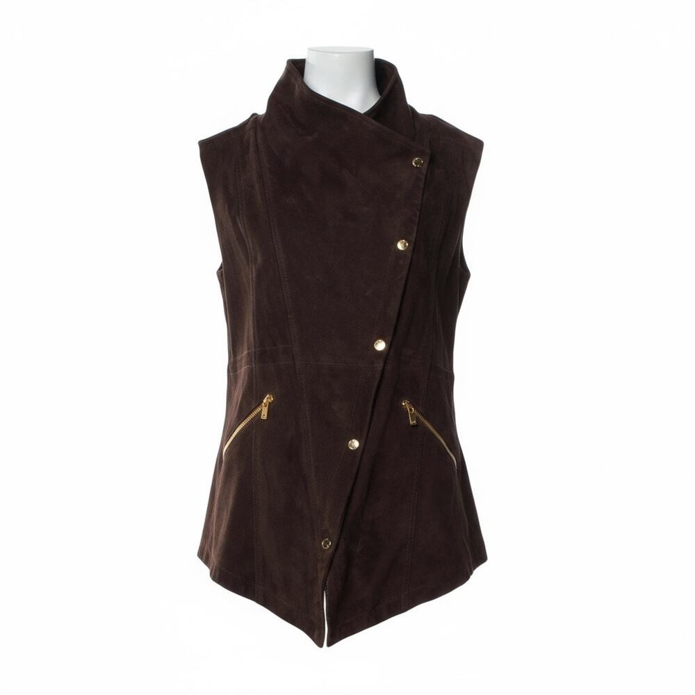 Michael Kors Collection Chocolate Brown Suede Vest Size 14 - Picture 2 of 13